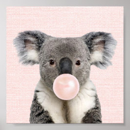 KOALA BEER BLAAT EEN ROZE KAUWGOM POSTER