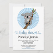 Koala Beer Blue Boys Baby shower Kaart (Voorkant)