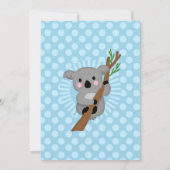 Koala Beer Blue Boys Baby shower Kaart (Achterkant)