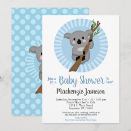 Koala Beer Blue Boys Baby shower Kaart