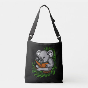 Koala Beer Book Reading Lover Cute Animal Crossbody Tas