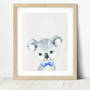 Koala Beer Bowtie Nursery Art Print