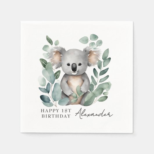 Koala Beer Boys 1st Birthday Party Servet (Voorkant)