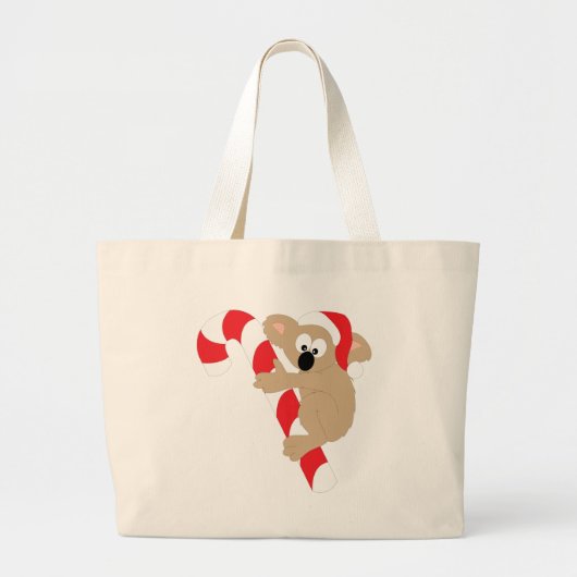 Koala Beer Candy Cane Grote Tote Bag (Voorkant)