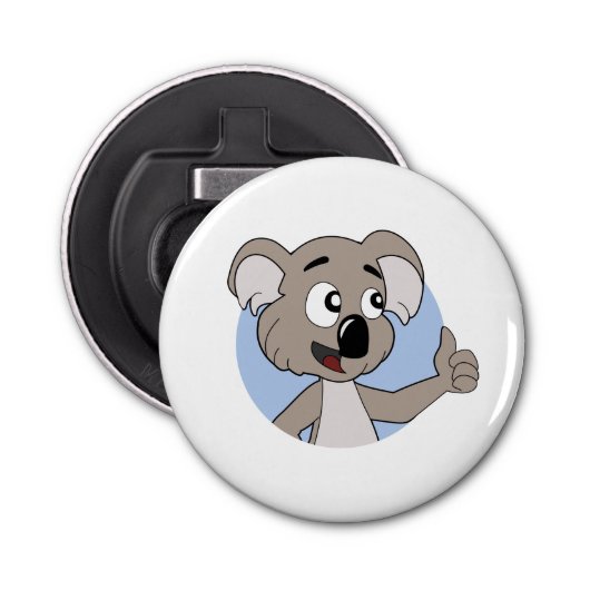 Koala beer cartoon flesopening button flesopener (Voorkant)