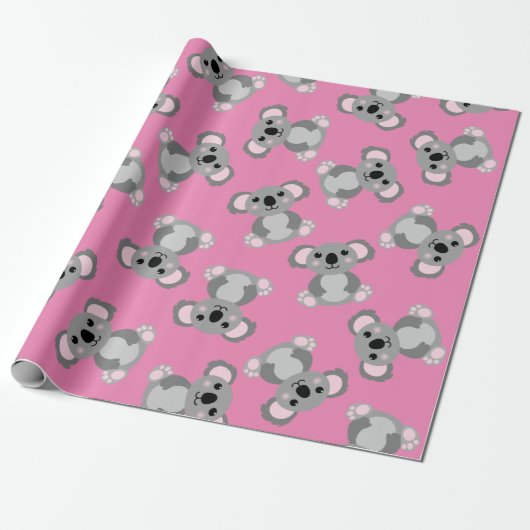 Koala Beer Cute Kind Birthday Party Cadeaupapier (Uitgerold)