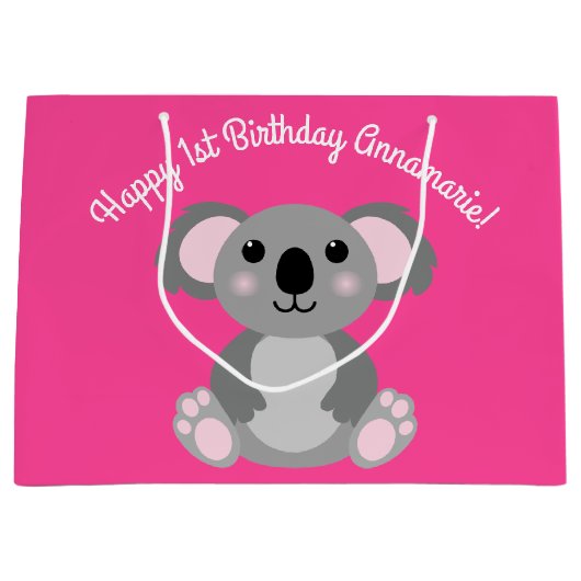 Koala Beer Cute Kind Birthday Party Groot Cadeauzakje (Voorkant)