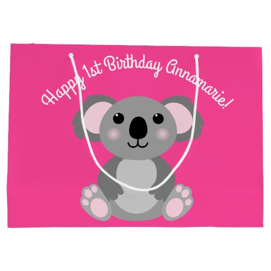 Koala Beer Cute Kind Birthday Party Groot Cadeauzakje (Achterkant)