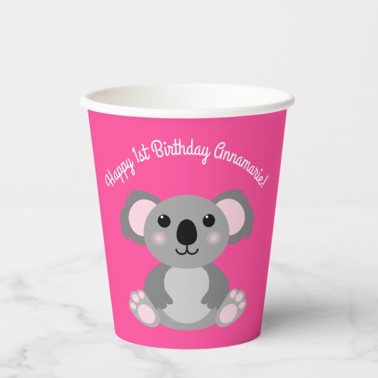 Koala Beer Cute Kind Birthday Party Papieren Bekers (Voorkant)