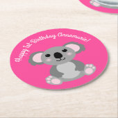 Koala Beer Cute Kind Birthday Party Ronde Kartonnen Onderzetter (Gebogen)