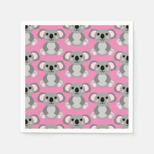Koala Beer Cute Kind Birthday Party Servet (Voorkant)