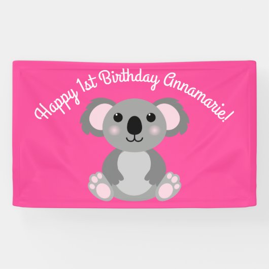 Koala Beer Cute Kind Birthday Party Spandoek (Horizontaal)
