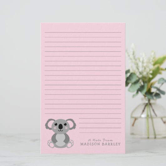 Koala Beer Cute Kind Briefpapier (Staand voorkant)
