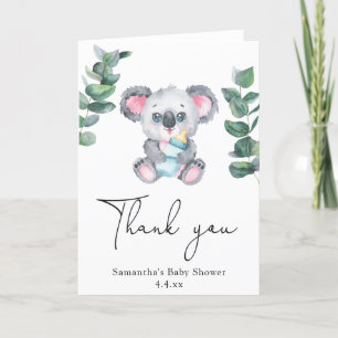 Koala beer dank u baby shower bedankkaart