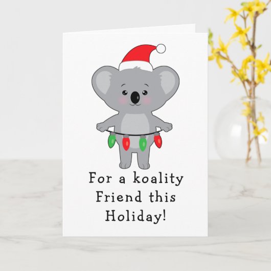Koala Beer Decorting voor kerstvrienden Kaart (Gele Bloem)