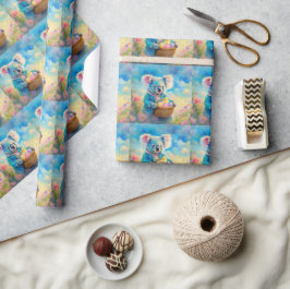 Koala beer die een mand met paaseieren vasthoudt cadeaupapier