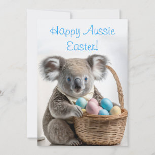 Koala beer die een mand met paaseieren vasthoudt feestdagenkaart