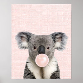 KOALA BEER DIE ROZE KAUWGOM PLAAT DRUKT POSTER