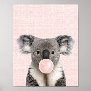 KOALA BEER DIE ROZE KAUWGOM PLAAT DRUKT POSTER