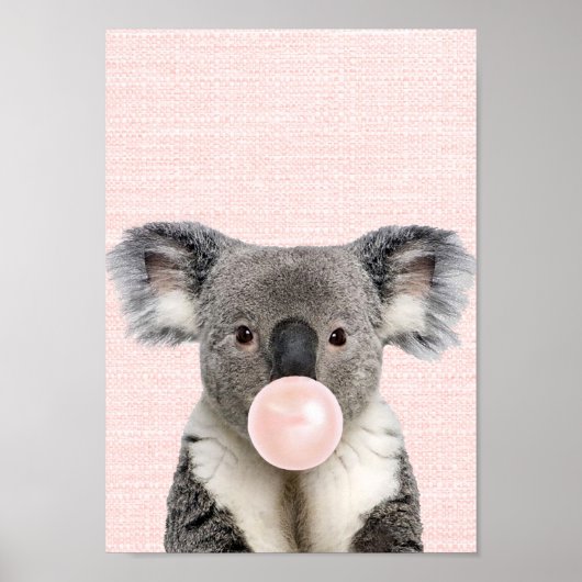 KOALA BEER DIE ROZE KAUWGOM PLAAT DRUKT POSTER (Voorkant)