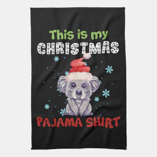 Koala Beer Dit Is Mijn Kerst Pyjama Shirt Theedoek (Verticaal)