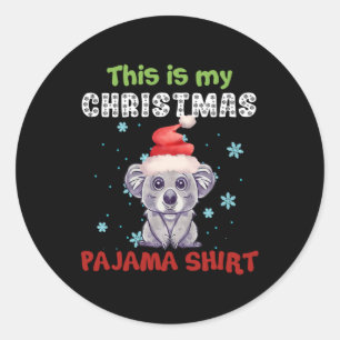 Koala Beer Dit is mijn kerstpajama Shirt Ronde Sticker