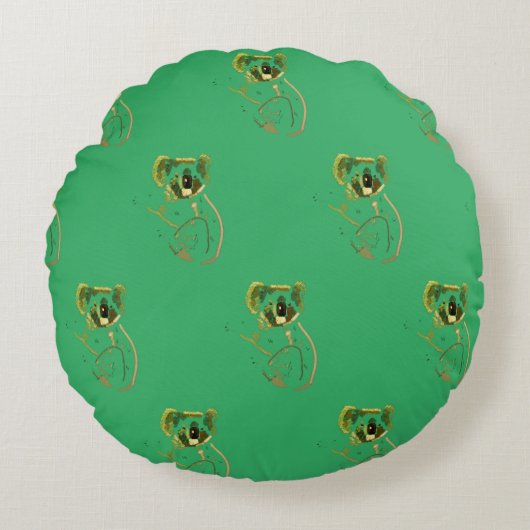 Koala Beer Drawing Rond Kussen (Voorkant)