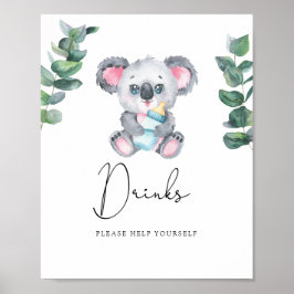 Koala Beer Drinken helpen jezelf Poster