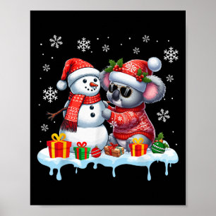 Koala Beer Eenzame Trui Bouw Sneeuwman Kerstmis Wi Poster