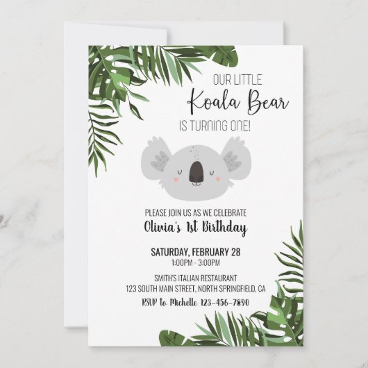 Koala Beer eerste uitnodiging (Voorkant)