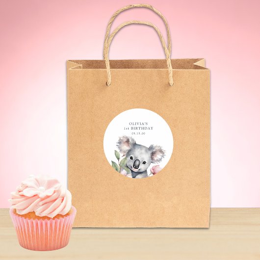 Koala Beer eerste verjaardag Ronde Sticker