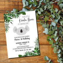 Koala Beer Eerste Verjaardagsuitnodiging
