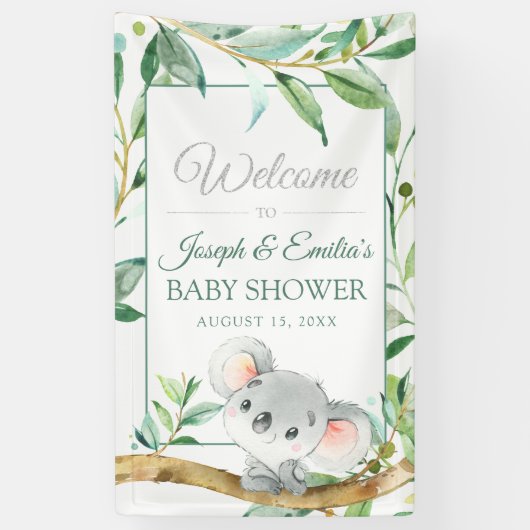 Koala Beer en Eucalyptus Baby shower Banner (Verticaal)