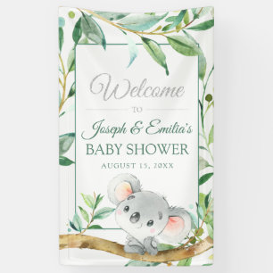Koala Beer en Eucalyptus Leaf Baby shower Banner