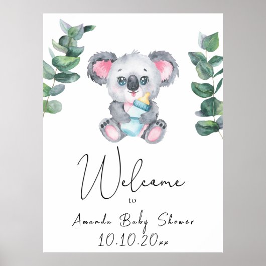 Koala Beer en Eucalyptus - Welkom Foam Board Poster (Voorkant)