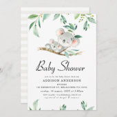 Koala Beer en gebladerte Baby shower Uitnodiging (Voorkant / Achterkant)