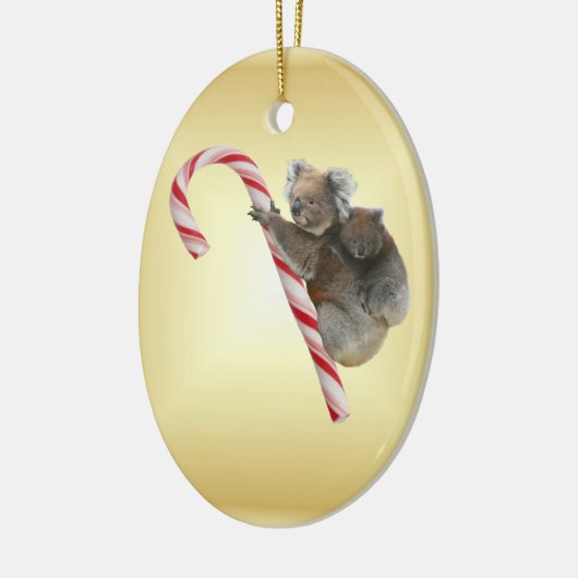 Koala Beer en Joey Cub Candy Cane Keramisch Ornament (Links)