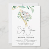 Koala Beer en Joey Foliage Baby shower Invitation Kaart (Voorkant)