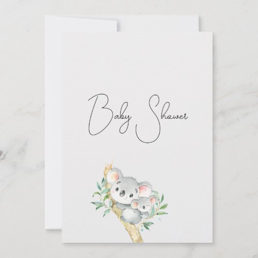 Koala Beer en Joey Foliage Baby shower Invitation Kaart (Achterkant)