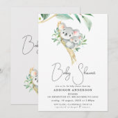 Koala Beer en Joey Foliage Baby shower Invitation Kaart (Voorkant / Achterkant)