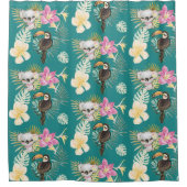 Koala Beer en Toucan Bird Blauwgroen Pattern Douchegordijn (Voorkant)
