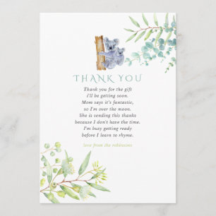 Koala Beer Eucalyptus Leaves Baby shower Hartelijk Bedankkaart