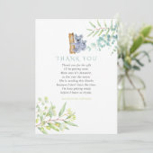Koala Beer Eucalyptus Leaves Baby shower Hartelijk Bedankkaart (Staand voorkant)
