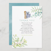 Koala Beer Eucalyptus Leaves Baby shower Hartelijk Bedankkaart (Voorkant / Achterkant)