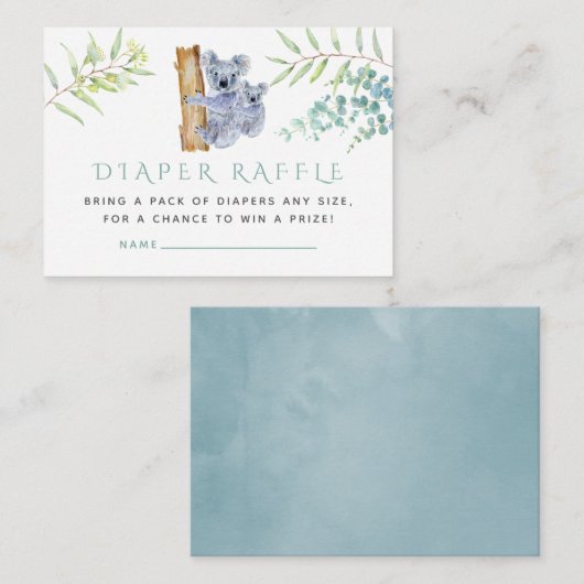 Koala Beer Eucalyptus leest Baby Drankelerspoel Informatiekaartje (Voorkant / Achterkant)