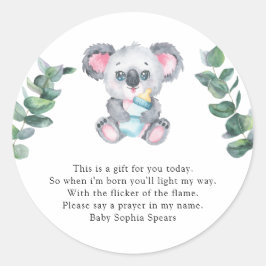 Koala Beer - Gebedskaarslabel Ronde Sticker