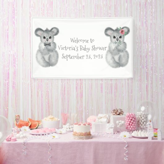Koala Beer Gepersonaliseerd Baby shower Spandoek (Feest)