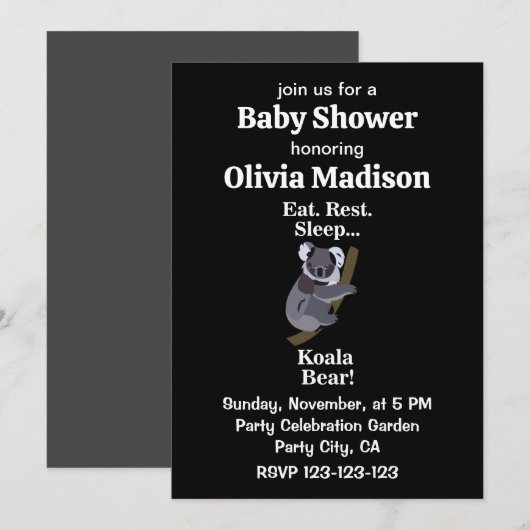 Koala Beer Grappige Baby Shower Kaart (Voorkant / Achterkant)