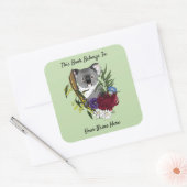Koala Beer Green Bookplate Vierkante Sticker (Envelop)