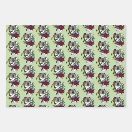 Koala Beer Groen Inpakpapier Vel (Voorkant)